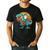 Boston Terrier Dog Riding Dinosaur T Rex Boys Men's Casual T-Shirt Black