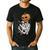 Halloween Skeleton Boston Terrier Men's Casual T-Shirt Black