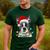 Boston Terrier Dog Santa Christmas Tree Lights Xmas Men's Casual T-Shirt Forest