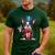 Boston Terrier Puppy Dog Holds His American Flag 4th Of July Men's Casual T-Shirt Forest