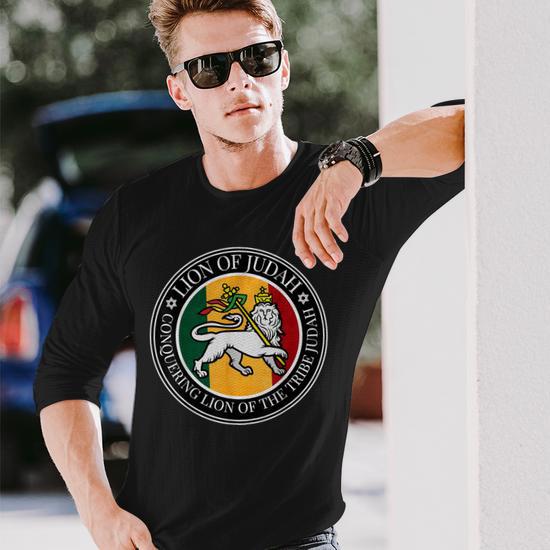 Conquering Lion Of The Tribe Judah Yahweh Rastafarian Long Sleeve