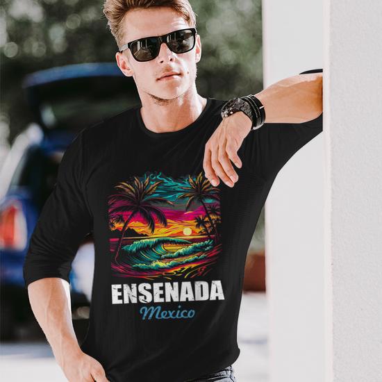 Retro Ensenada Mexico Sunset Vintage Vacation Souvenir Long Sleeve
