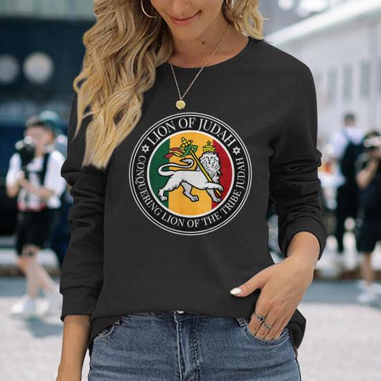 Conquering Lion Of The Tribe Judah Yahweh Rastafarian Long Sleeve