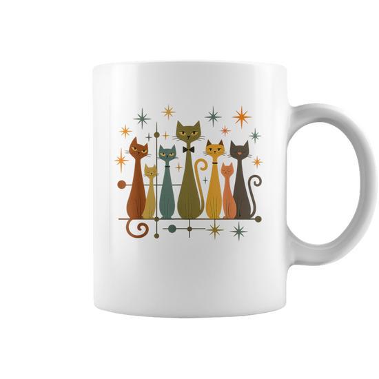 Mid-Century Modern Look Atomic Age 50S 60S Cat Coffee Mug - Thegiftio