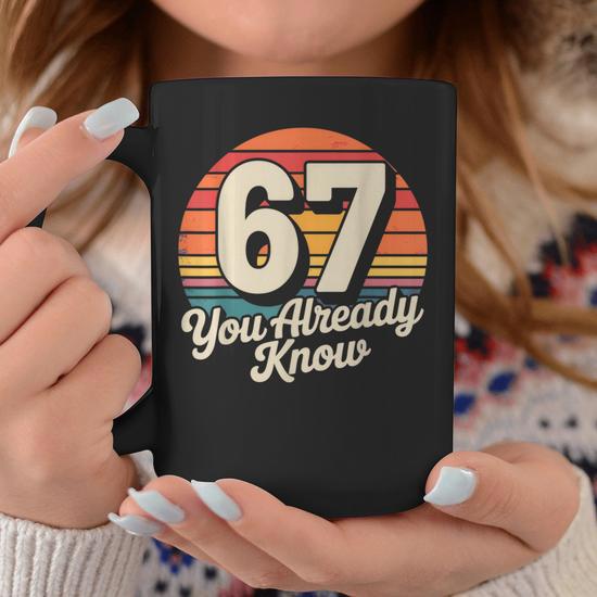 67 Meme Six Seven 6 7 Meme Number Vintage Coffee Mug - Seseable