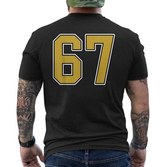 Old Gold Black White Sports Number 67 Jersey Uniform Player Men's