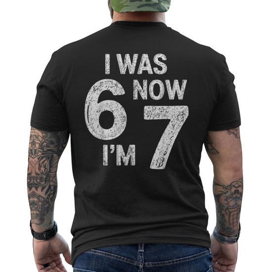 Vintage 7 Year Old Birthday I Was 6 Now I'm 7 67 Alpha Men's T