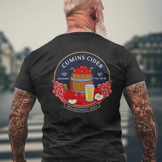 Cumins Cider Cheeky Adult Humor Men's T-shirt Back Print - Monsterry