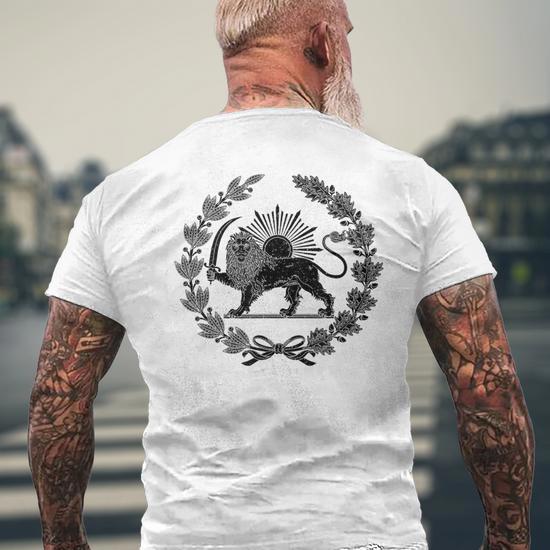Embleem van Iran Lion and Sun ronde hals katoen heren T