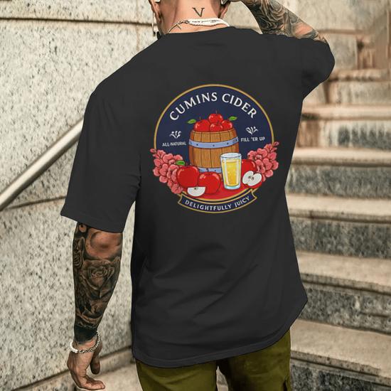 Cumins Cider Cheeky Adult Humor Men's T-shirt Back Print - Monsterry