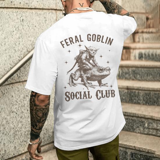 goblin Tシャツ　白　Lサイズ Goblincore Feral Goblin Social Club Men's T-shirt Back Print