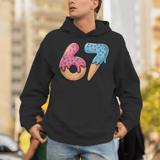 Sweat à Capuche Enfant 67 Six Seven - Motif Chiffre Humoristique, Coton Doux, Taille S à L