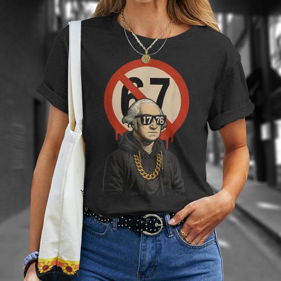 1776 Over 67 Meme George Washington Drip T-Shirt - Seseable