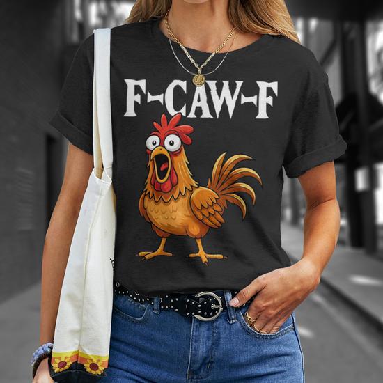T-shirt Unisexe Vintage F-Caw-F Poulet Mème Drôle - Cadeau Original, Neuf Avec étiquette