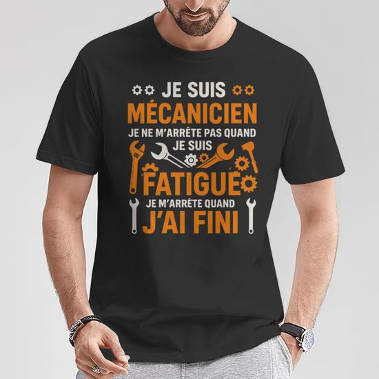 T-Shirt Mécanicien Humoristique : « Je M'arrête Quand J'ai Fini » - Cadeau Idéal Pour Garagiste - 14