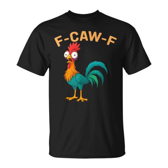 T-shirt Humour "F-Caw-F" Avec Un Poulet/corbeau - Col En V, Coupe Classique, Coton Léger - Pour Adultes Fans De Blagues Animalières