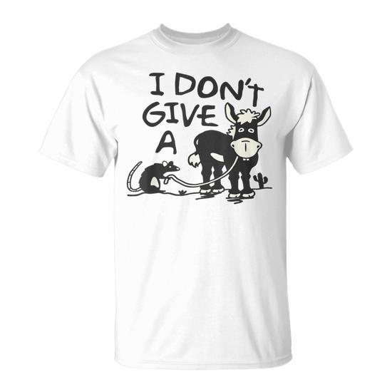 Mouse Walking A Donkey I Don't Give Rats Ass T-Shirt - Seseable
