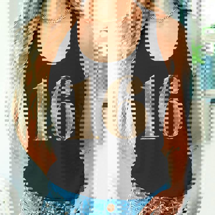 16 16 誕生日 お気に入り 数字 フルール・ド・リス デザイン タンクトップ