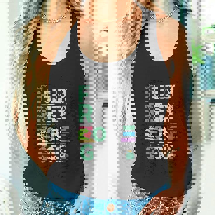 Frog Fully Rely On God 面白いレトロラブハートカエル愛好家 長袖tシャツ タンクトップ