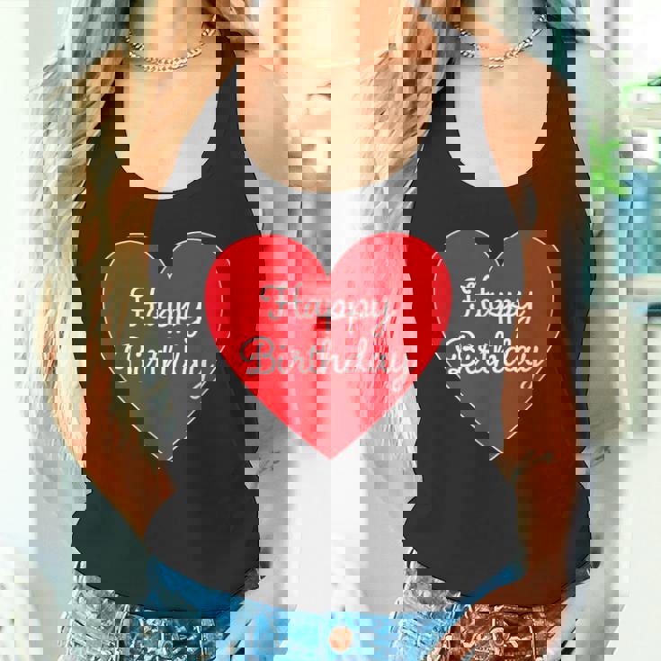 Happy Birthday ハッピーバースデー（お誕生日）ビッグハート サプライズイベント かわいい文字 デザイン タンクトップ