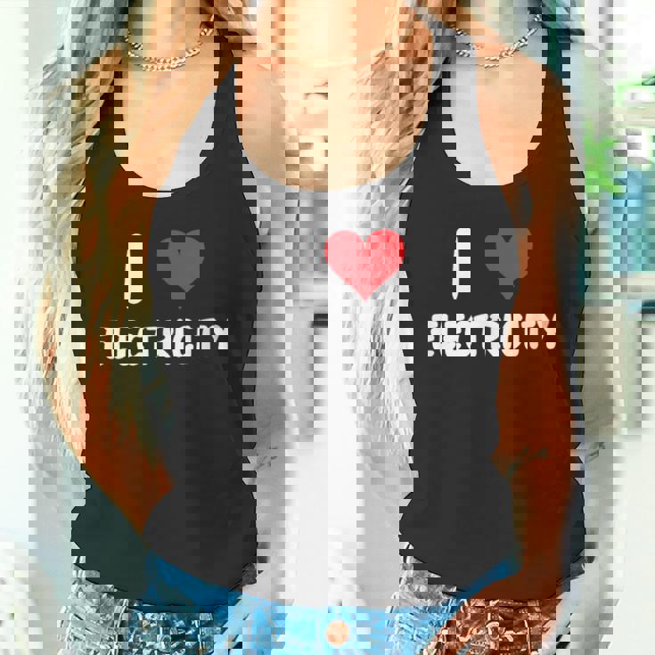 I Love Electricity ハート 電気技師ユーティリティ電気 タンクトップ