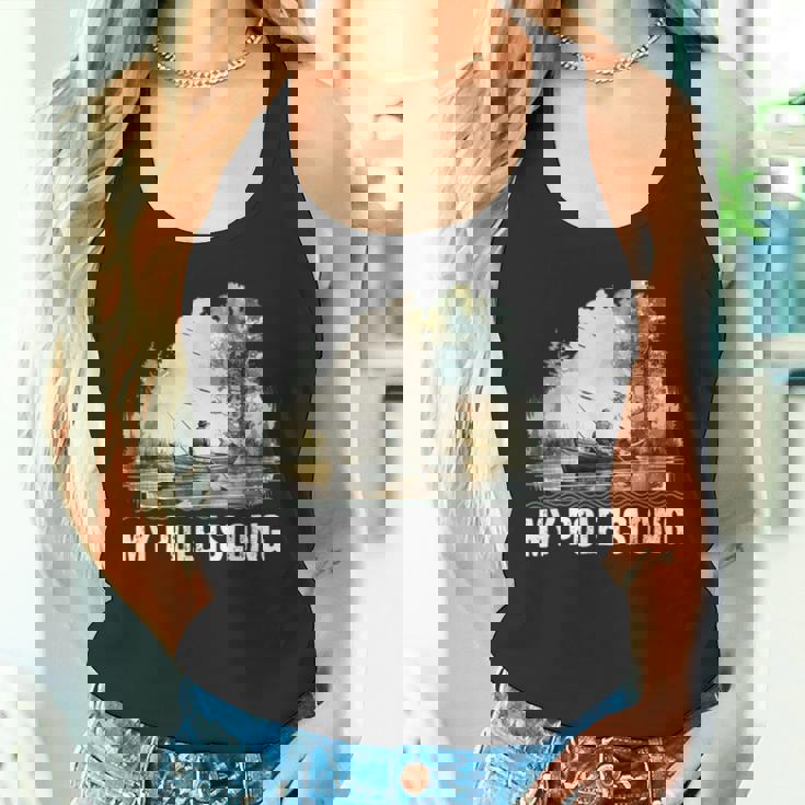 My Pole Is Long Fishing ハンティング フィッシャーマン ハンター 父の日 タンクトップ