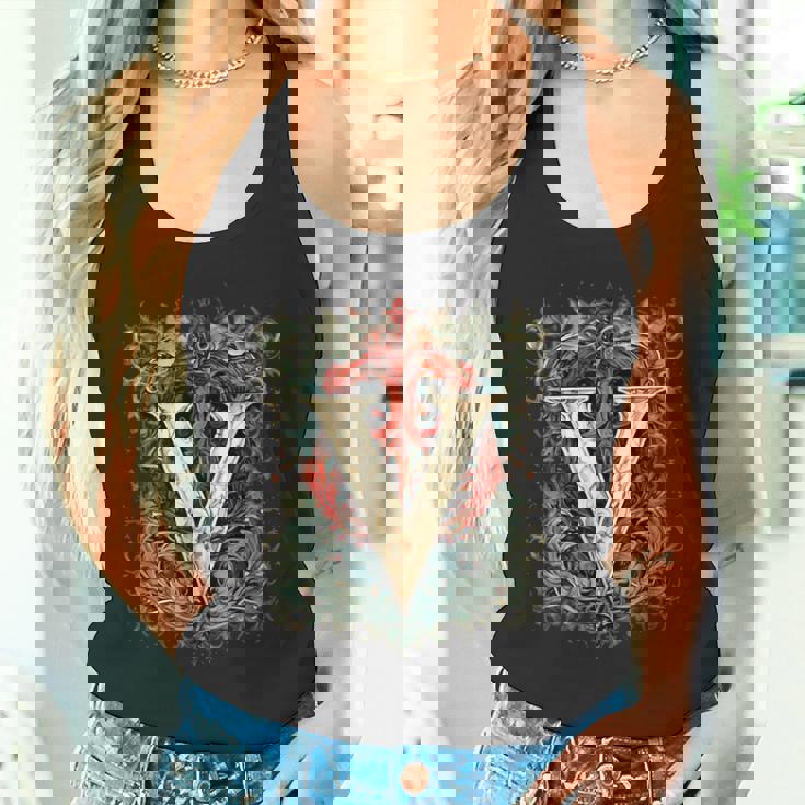 V文字 アルファベット ヴィンテージ モノグラム イニシャル 名前 タンクトップ