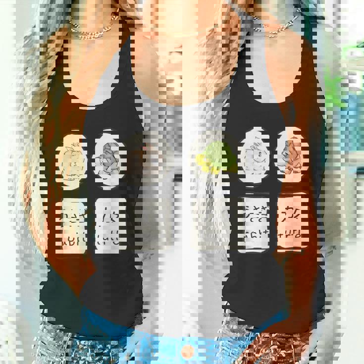 うさぎと亀の日本語かなと英単語かわいい タンクトップ