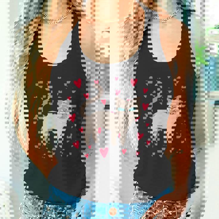 かわいいシャム猫プリント タンクトップ