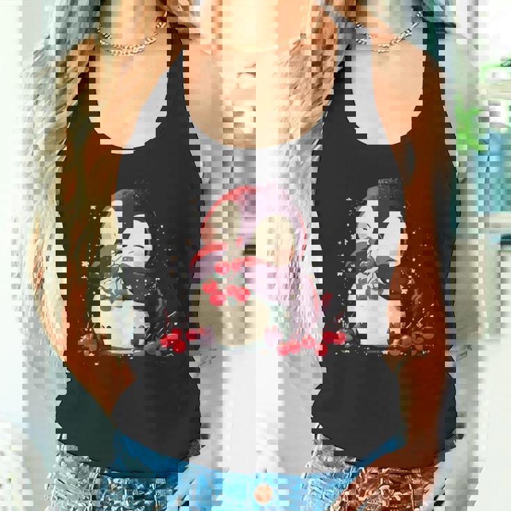 さくらんぼペンギン かわいい チェリー フルーツ アートワーク ペンギン好き タンクトップ