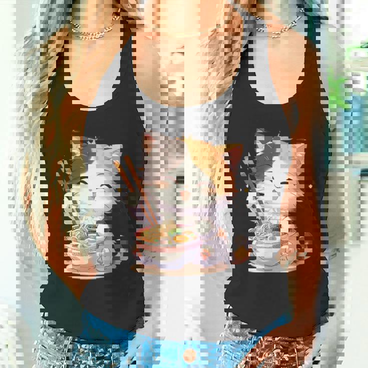 わがまま猫 ねこ ラーメン好き かわいい おもしろ マンガ 長袖tシャツ タンクトップ