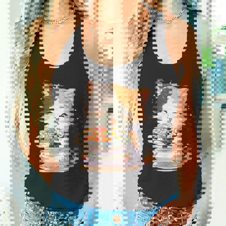 わがまま猫 寿司ねこ ラーメン好き かわいい おもしろ マンガ タンクトップ