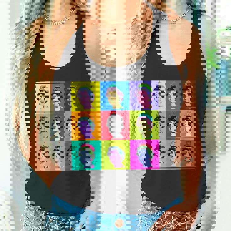 エリザベス 9 正方形タイル ポップアート イギリスの女王 タンクトップ