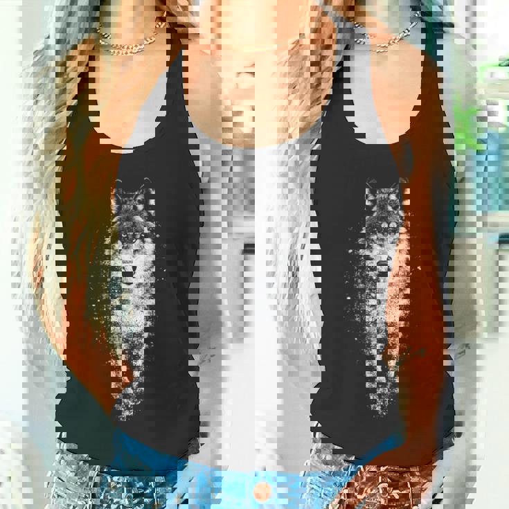 オオカミ 動物 モチーフ イラスト オオカミ 長袖tシャツ タンクトップ