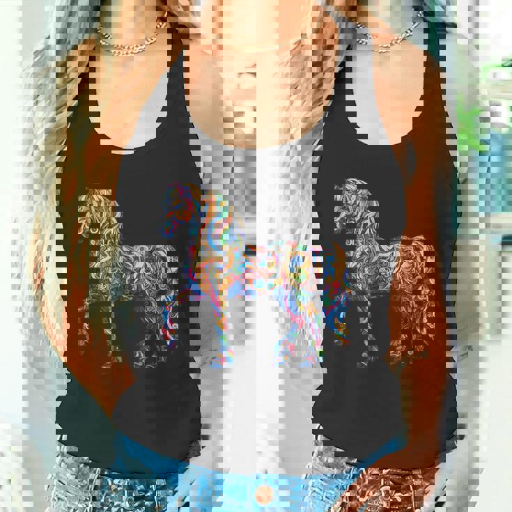 カラフルな抽象的な馬 タンクトップ