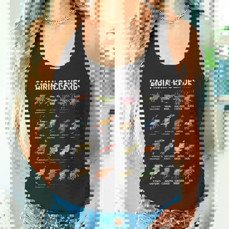 カンブリア紀の生き物チャート–先史時代の海洋生物アート タンクトップ