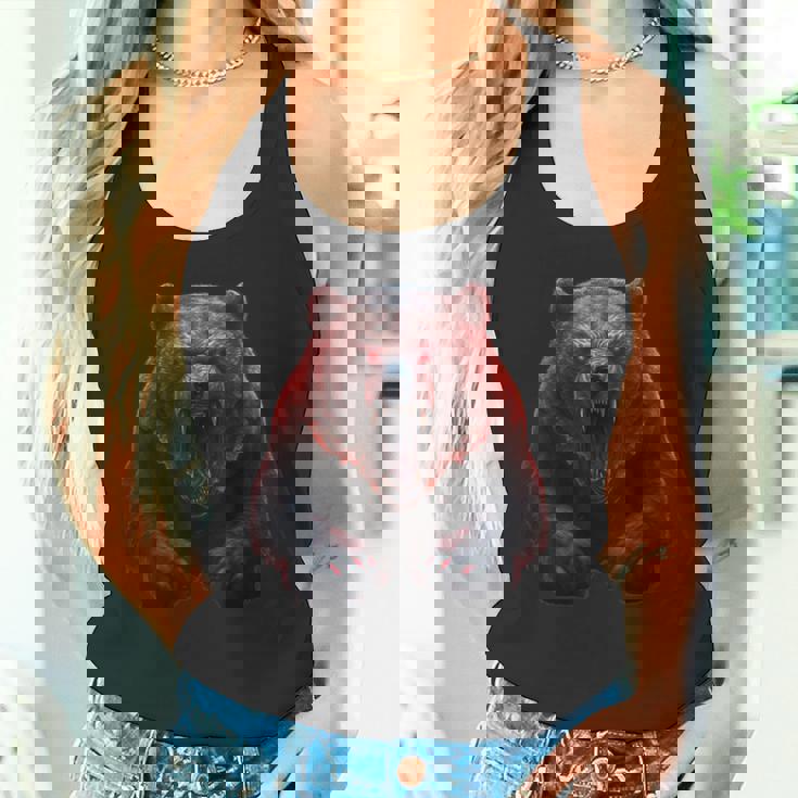 クマ、怒ったグリズリーベア、危険なホラーベア タンクトップ