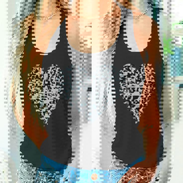 グレーとブラック ヒョウ柄 アニマルプリント ハート タンクトップ