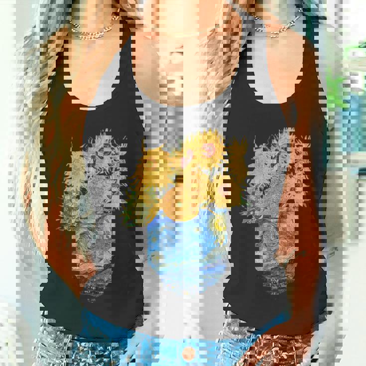 ゴッホ ひまわり&星月夜ポケット 美的アート タンクトップ