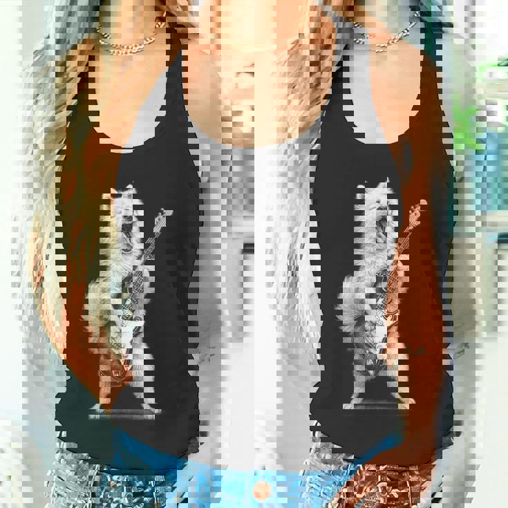 サモエド ギターを弾く ロックミュージック 犬好き タンクトップ