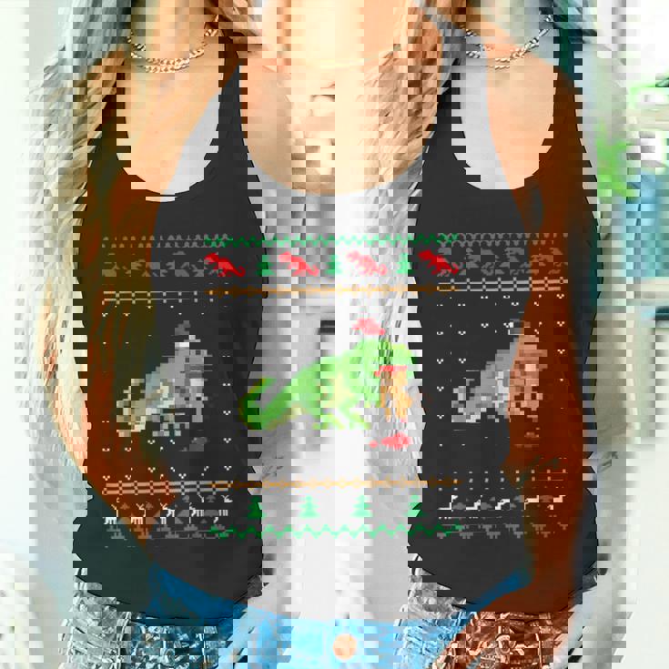 サンタ T-Rex 食べるトナカイ恐竜 アグリークリスマスセーター タンクトップ