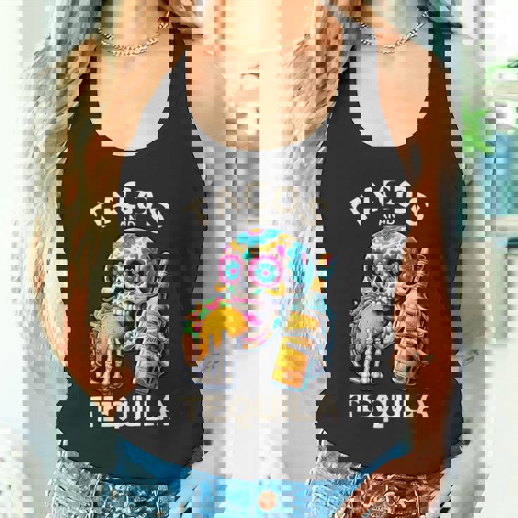 タコスとテキーラ キャンディスカル シンコ・デ・マヨ ロス・ムルトス タンクトップ