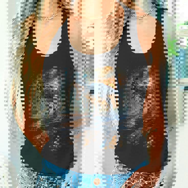 ティレックス 夜に吠える恐竜 リアルなグラフィックデザイン 長袖tシャツ タンクトップ