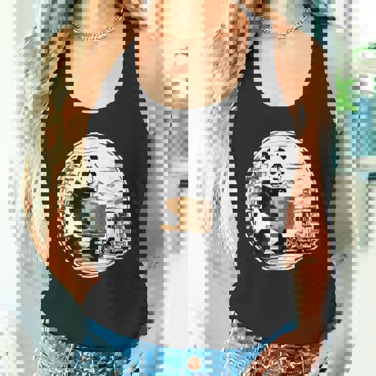 トラック運転手 パンダ 運送業 水墨画 和風 おもしろ 動物 タンクトップ