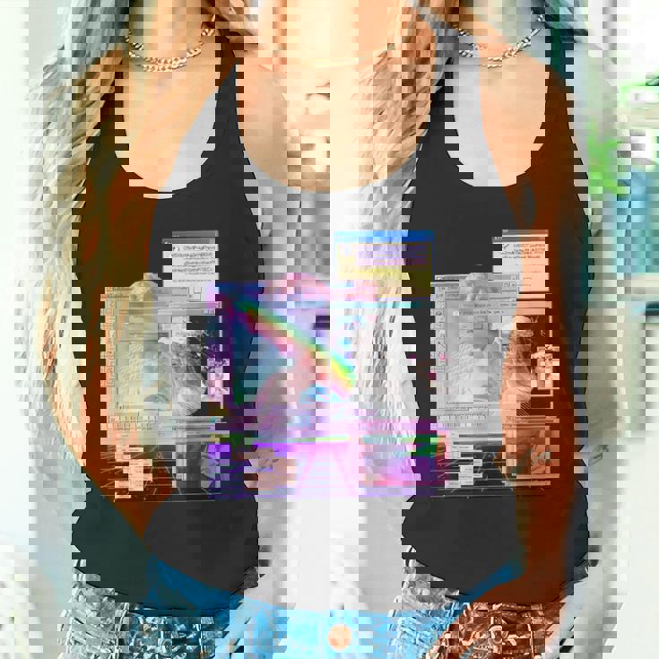 トリッピーサイバー美的ヴェイパーウェイヴインターネットクラシックアート タンクトップ