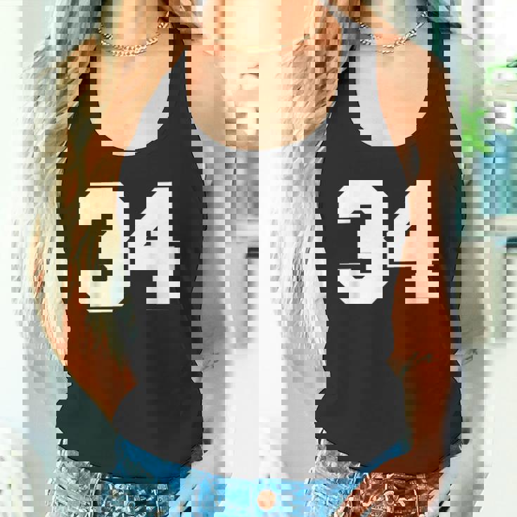 ナンバー34 スポーツジャージプレーヤー 34 ファン フロントプリント ヴァーシティ タンクトップ