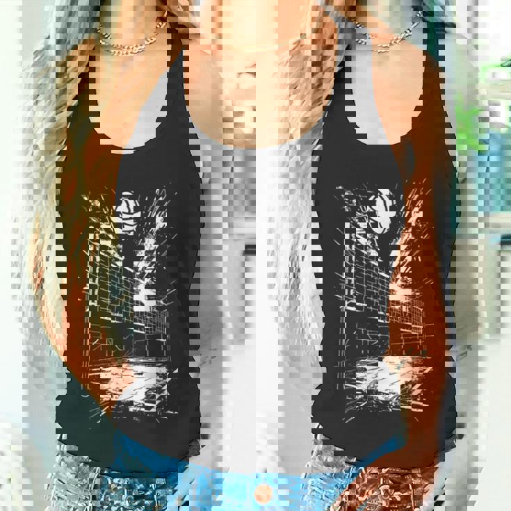 バレーボールのボールを描くバレーボーラー タンクトップ