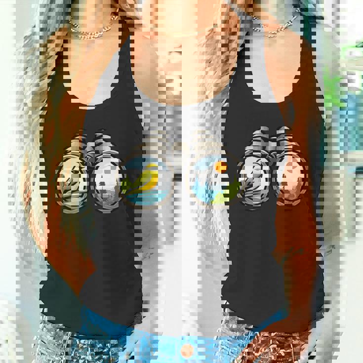 バードウォッチング双眼鏡デザイン タンクトップ