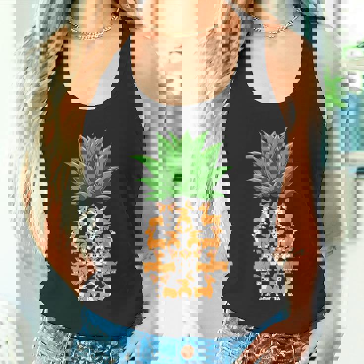 パイナップル コーギー パイナップル シェイプ コーギー愛好家 コーギースオーナーズ タンクトップ