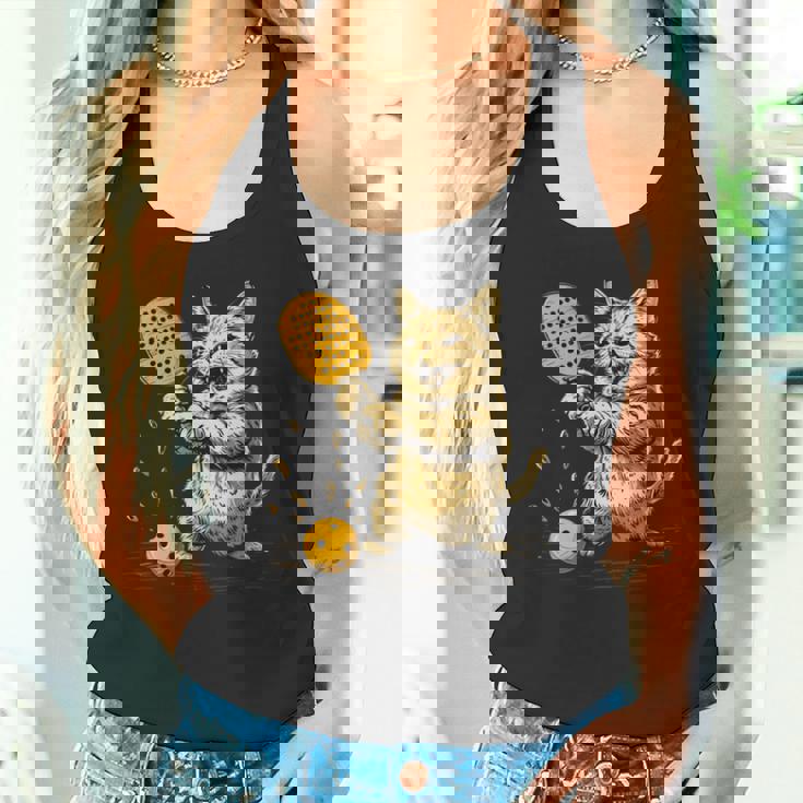 ピックルボール選手 ピックルボールの猫 長袖tシャツ タンクトップ